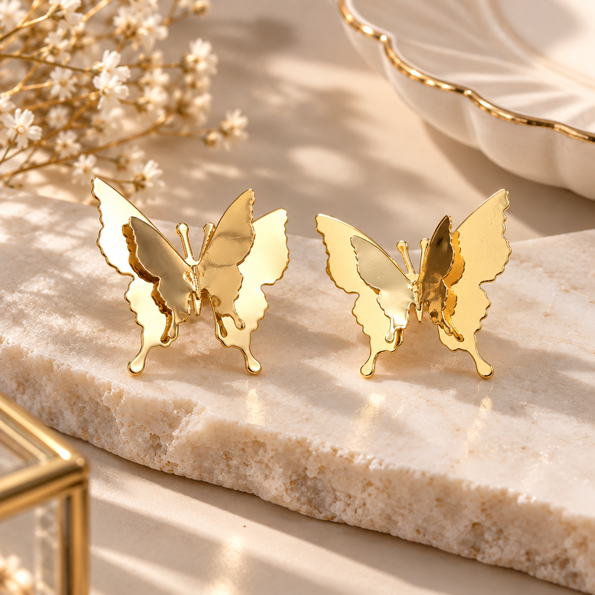 Elegant Golden Butterfly Stud Earrings for Women
