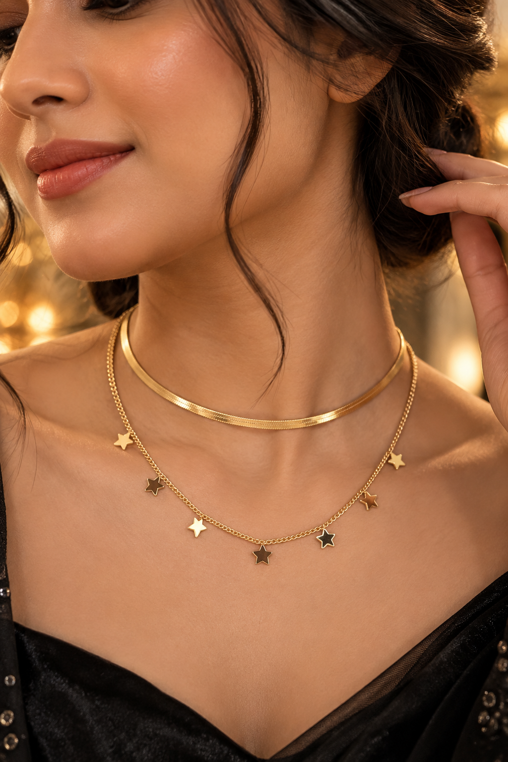 Gold Star Layered Necklace for Women