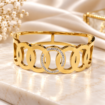 Gold-Tone Crystal Cuff Bracelet for Women